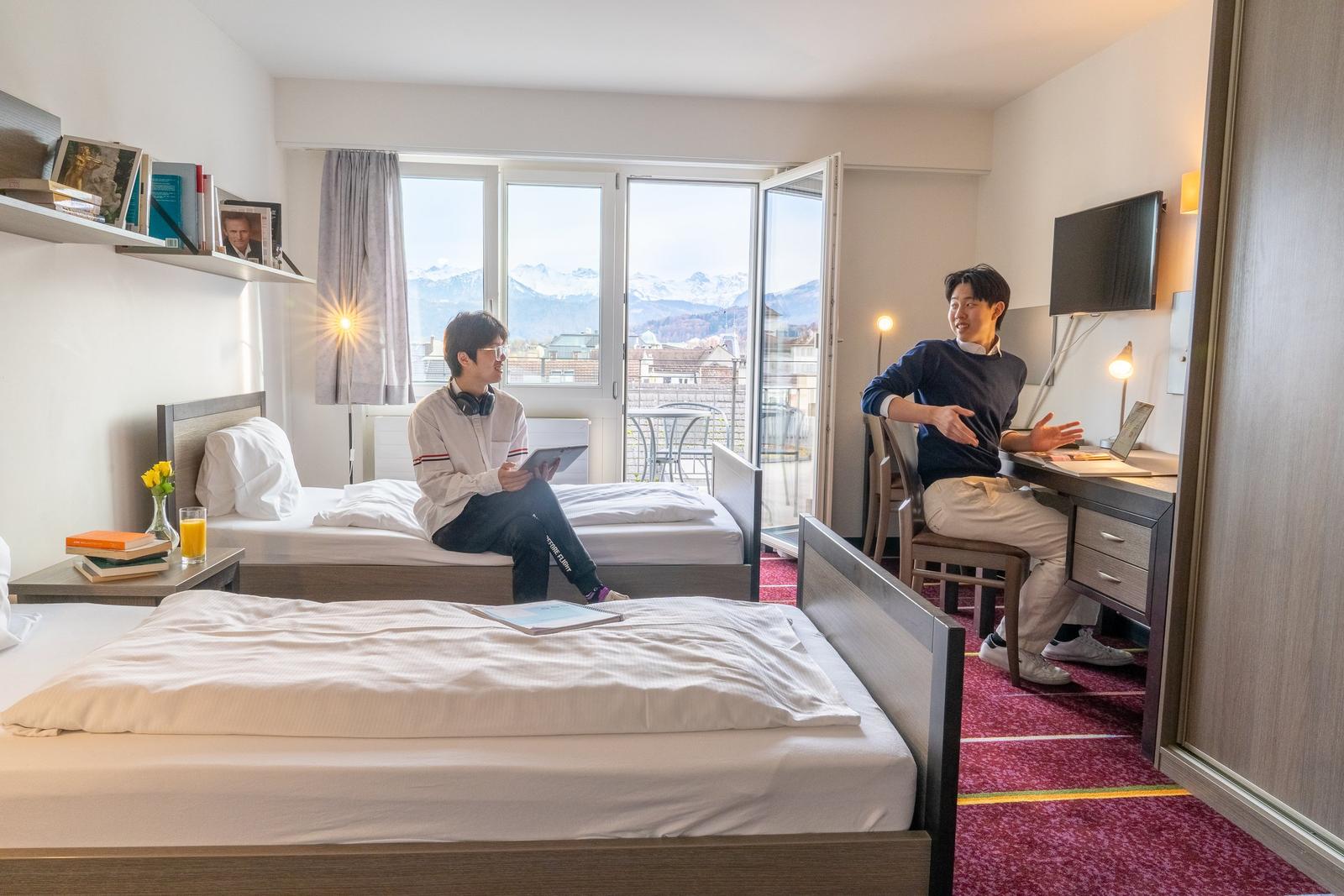 Shared twin student room in BHMS campus accommodation