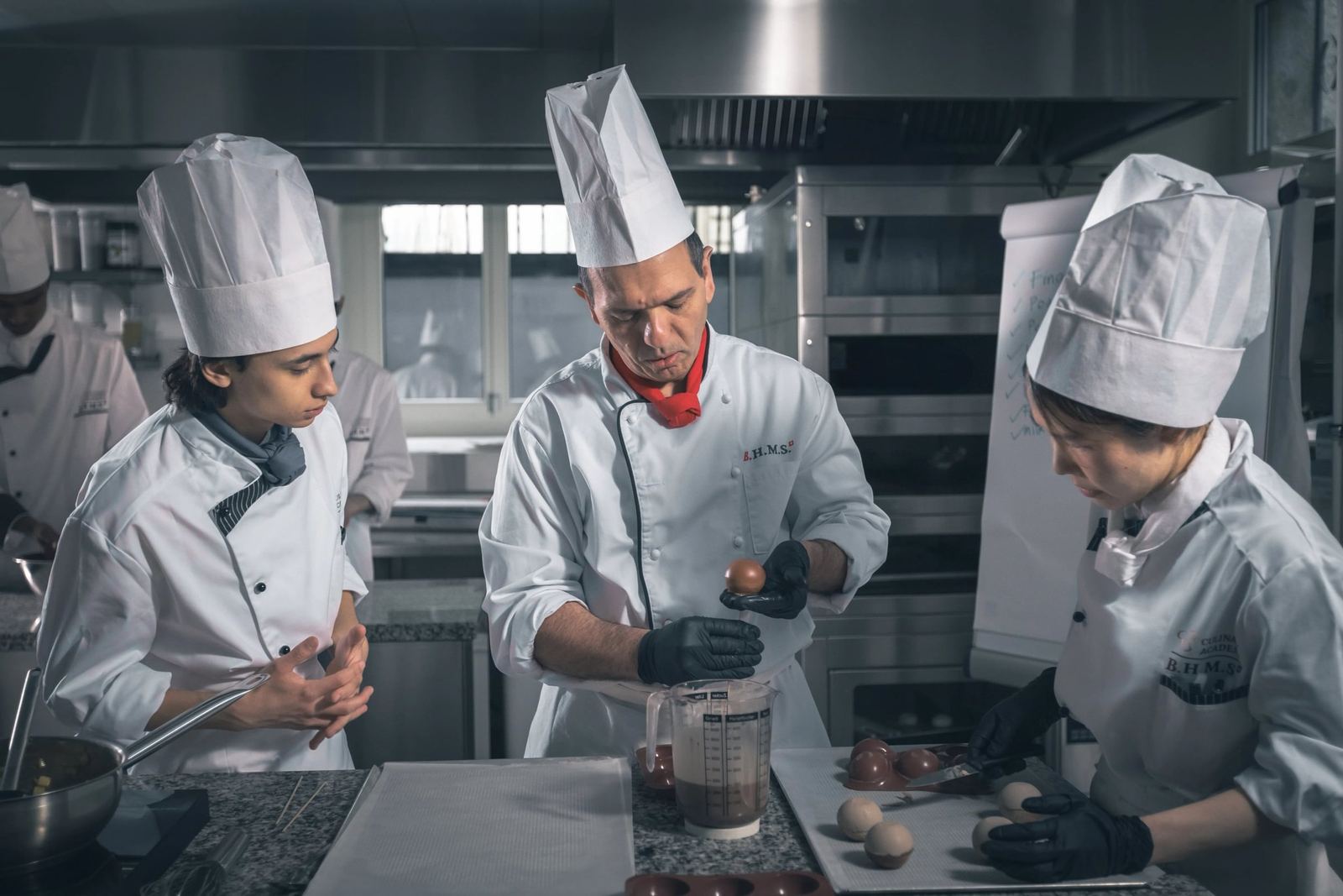 Chocolate workshop demonstration in the BHMS teaching lab