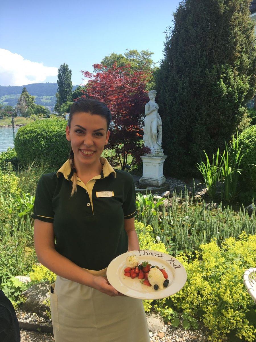 BHMS student serving in a restaurant during a food and beverage internship